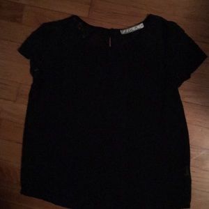 Black sheer with lace sleeves top